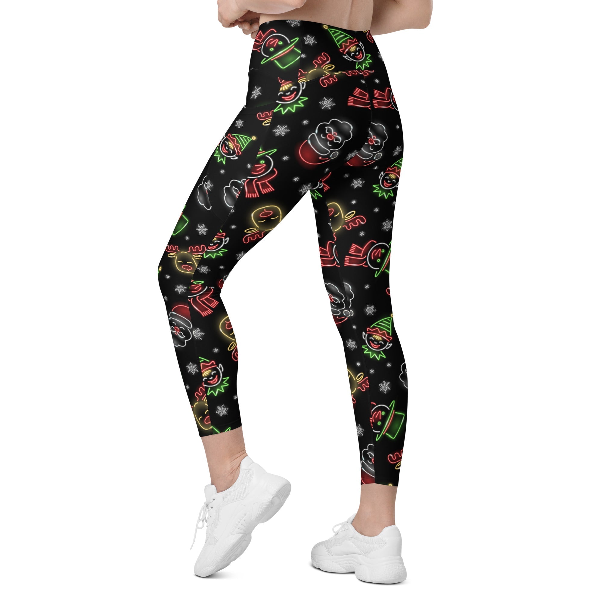 Neon Christmas Leggings With Pockets