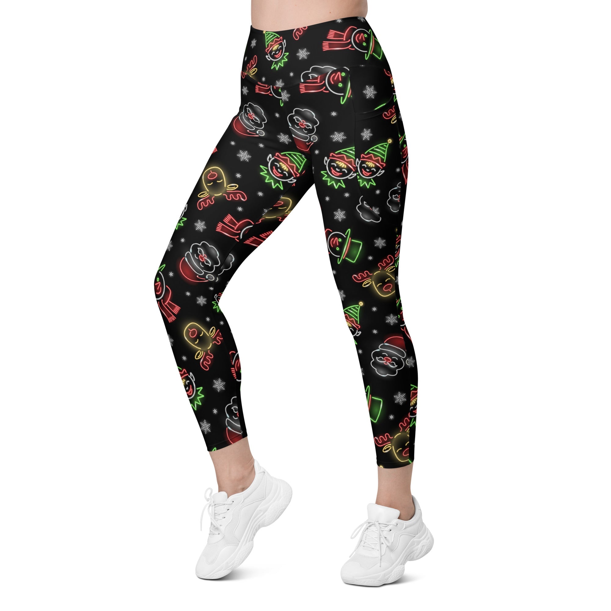 Neon Christmas Leggings With Pockets