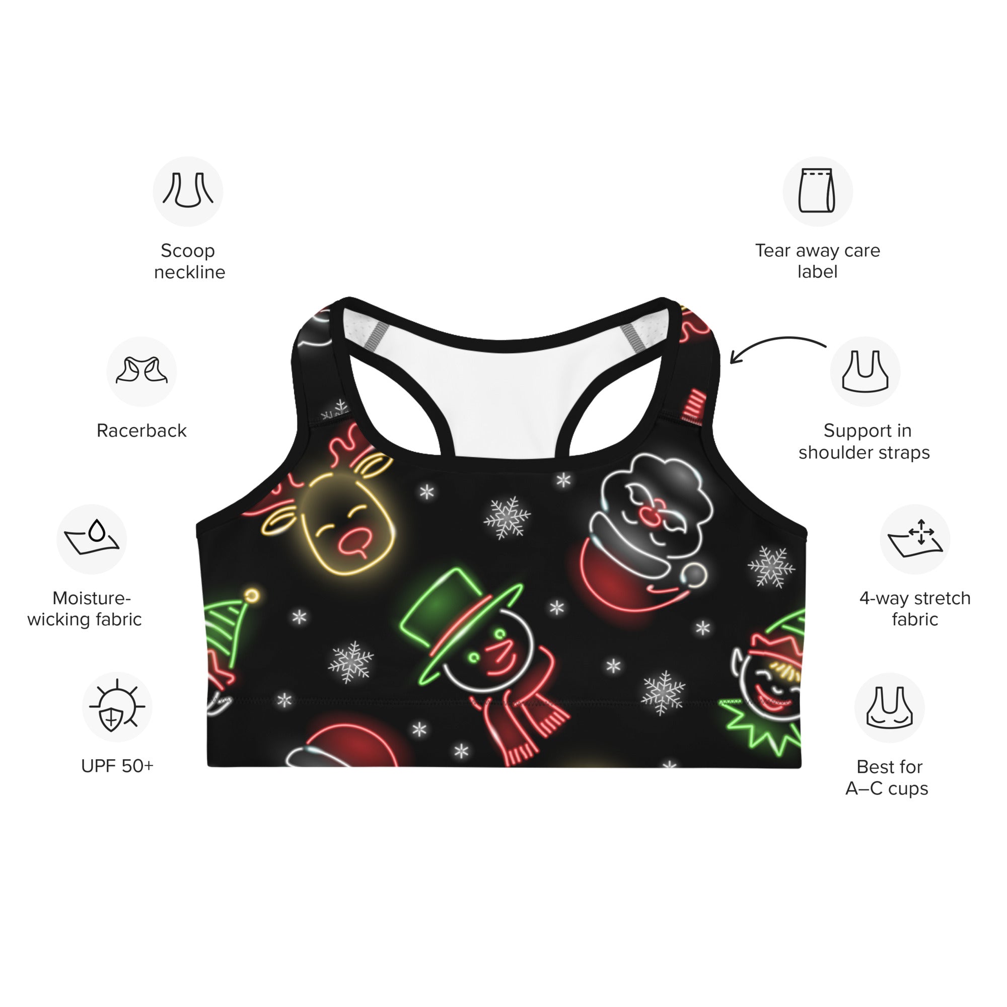 Neon Christmas Sports Bra
