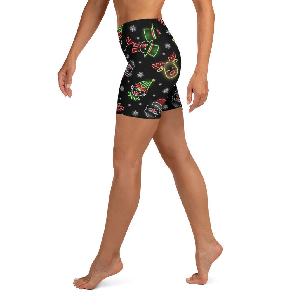 Neon Christmas Yoga Shorts