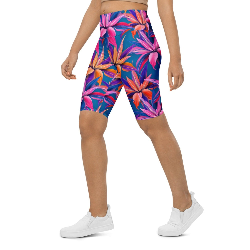 Neon Flower Rush Biker Shorts