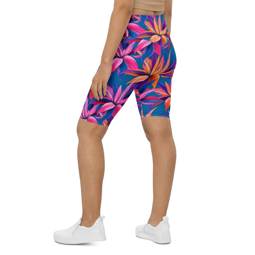 Neon Flower Rush Biker Shorts
