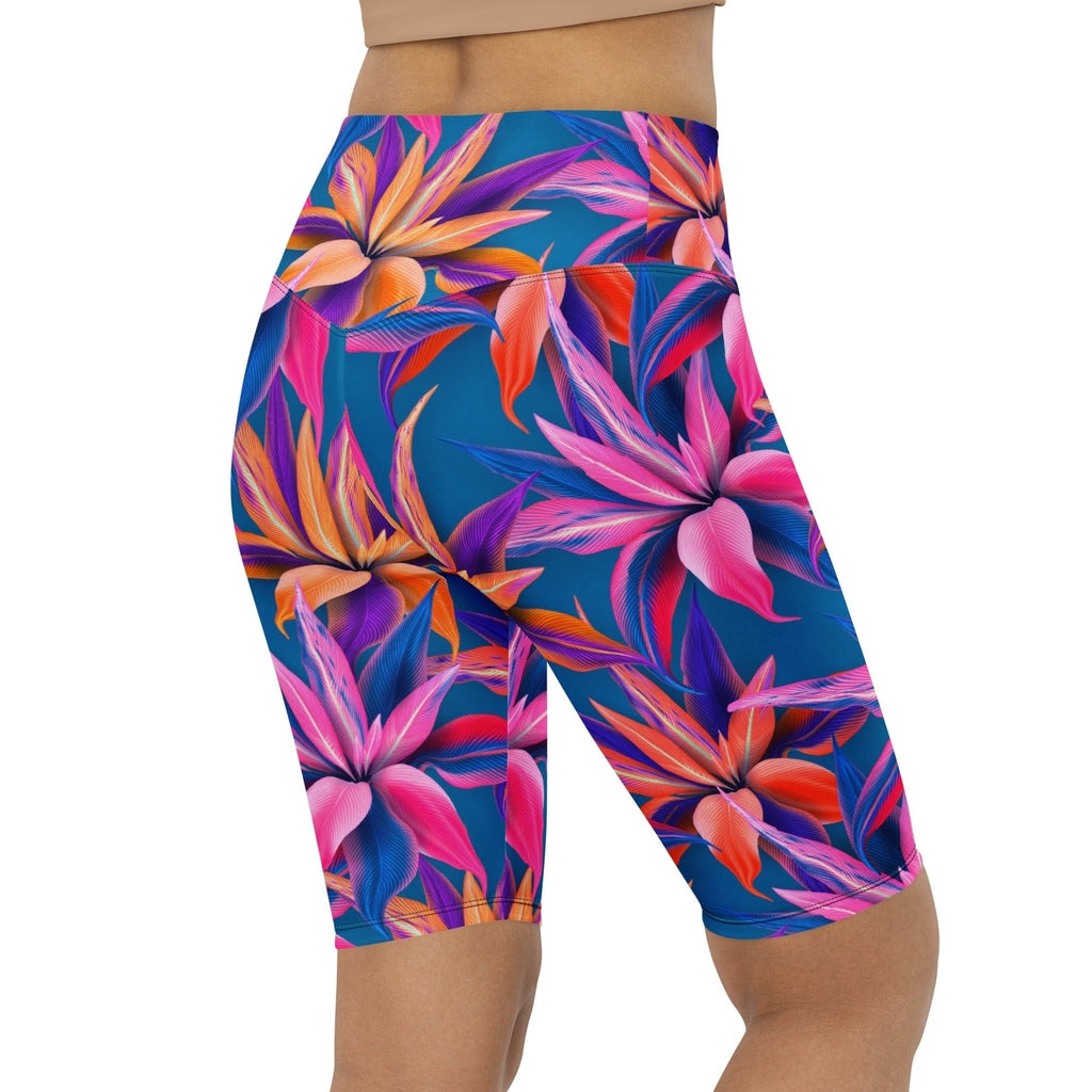 Neon Flower Rush Biker Shorts