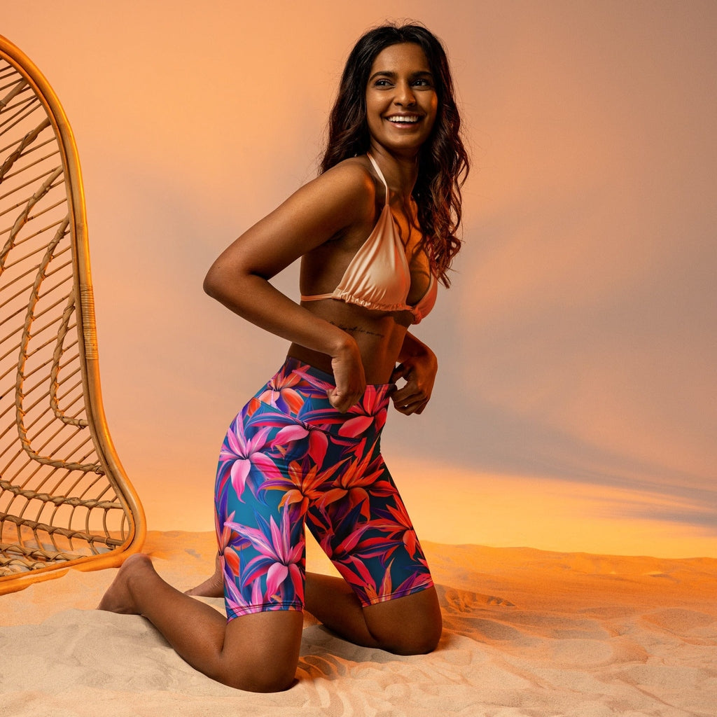 Neon Flower Rush Biker Shorts