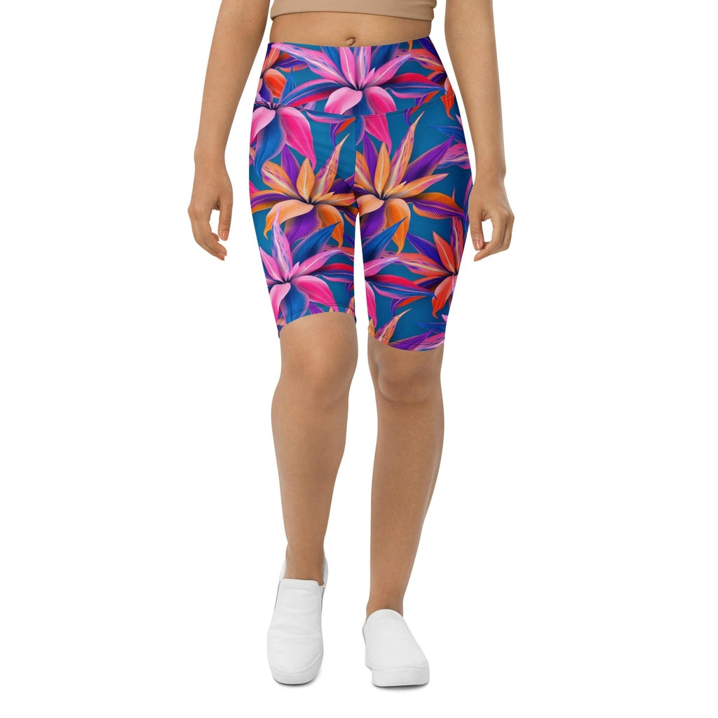 Neon Flower Rush Biker Shorts