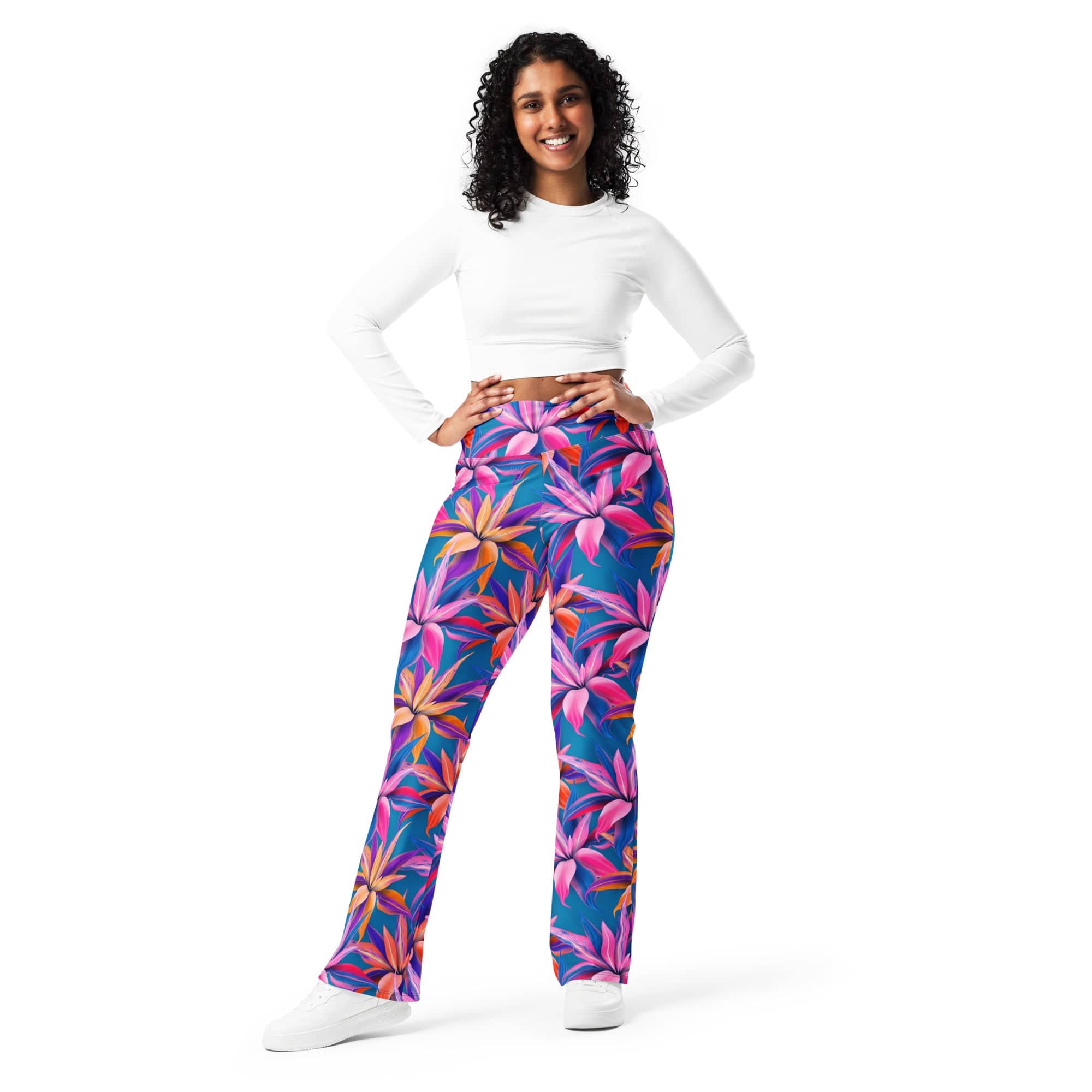 Neon Flower Rush Flare Leggings