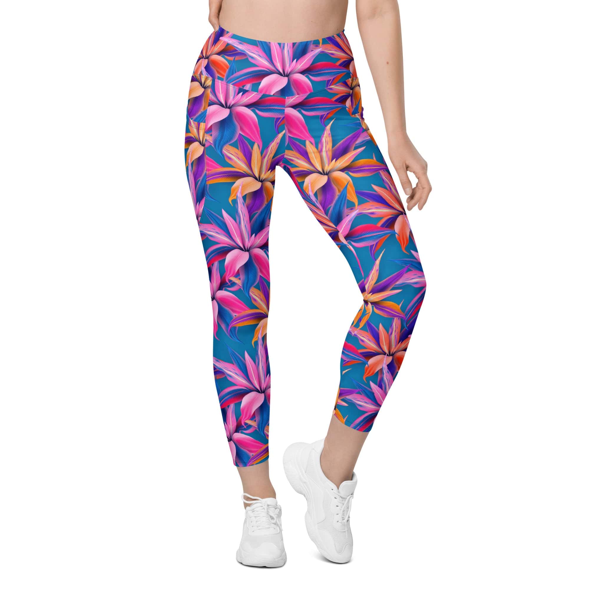 Neon Flower Rush Leggings With Pockets