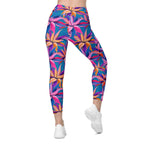 Neon Flower Rush Leggings With Pockets