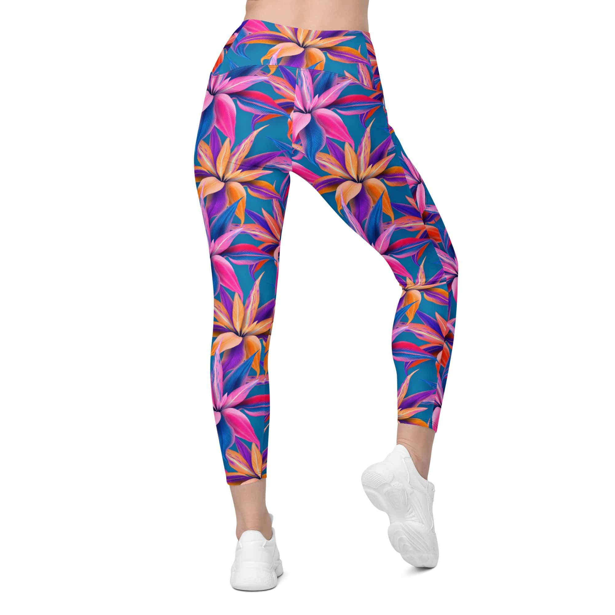 Neon Flower Rush Leggings With Pockets