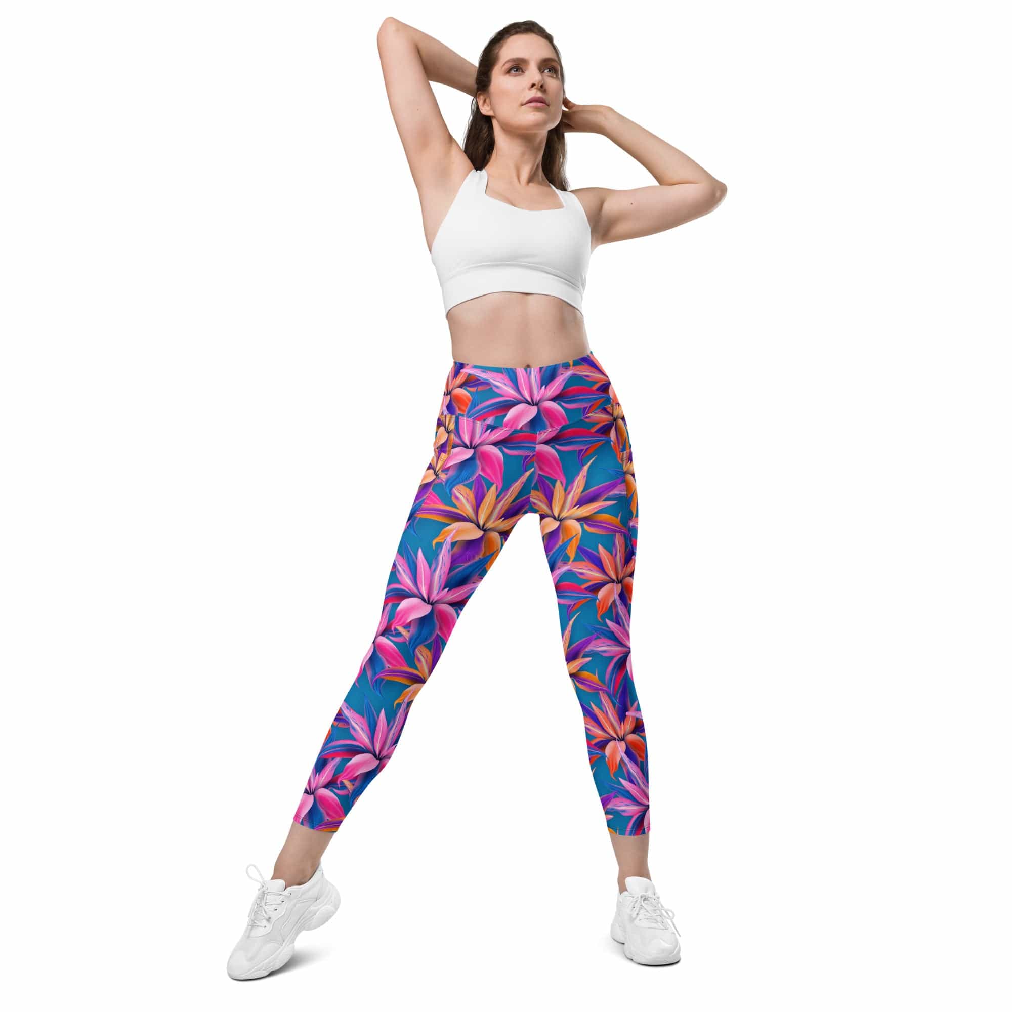Neon Flower Rush Leggings With Pockets