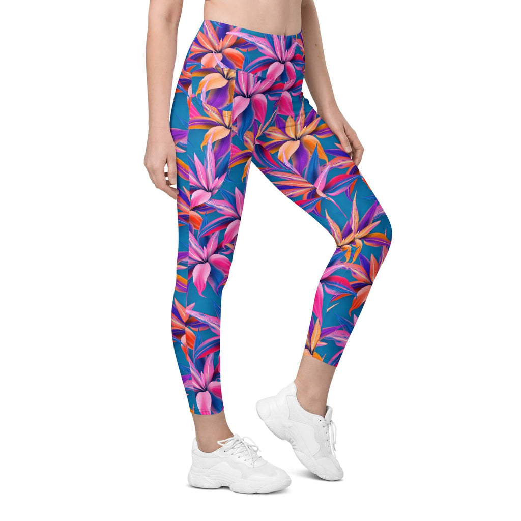Neon Flower Rush Leggings With Pockets