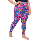 Neon Flower Rush Plus Size Leggings
