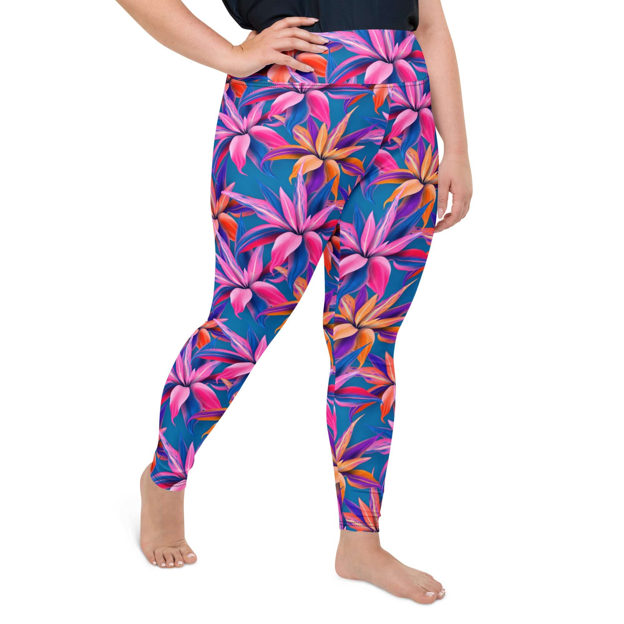 Neon Flower Rush Plus Size Leggings
