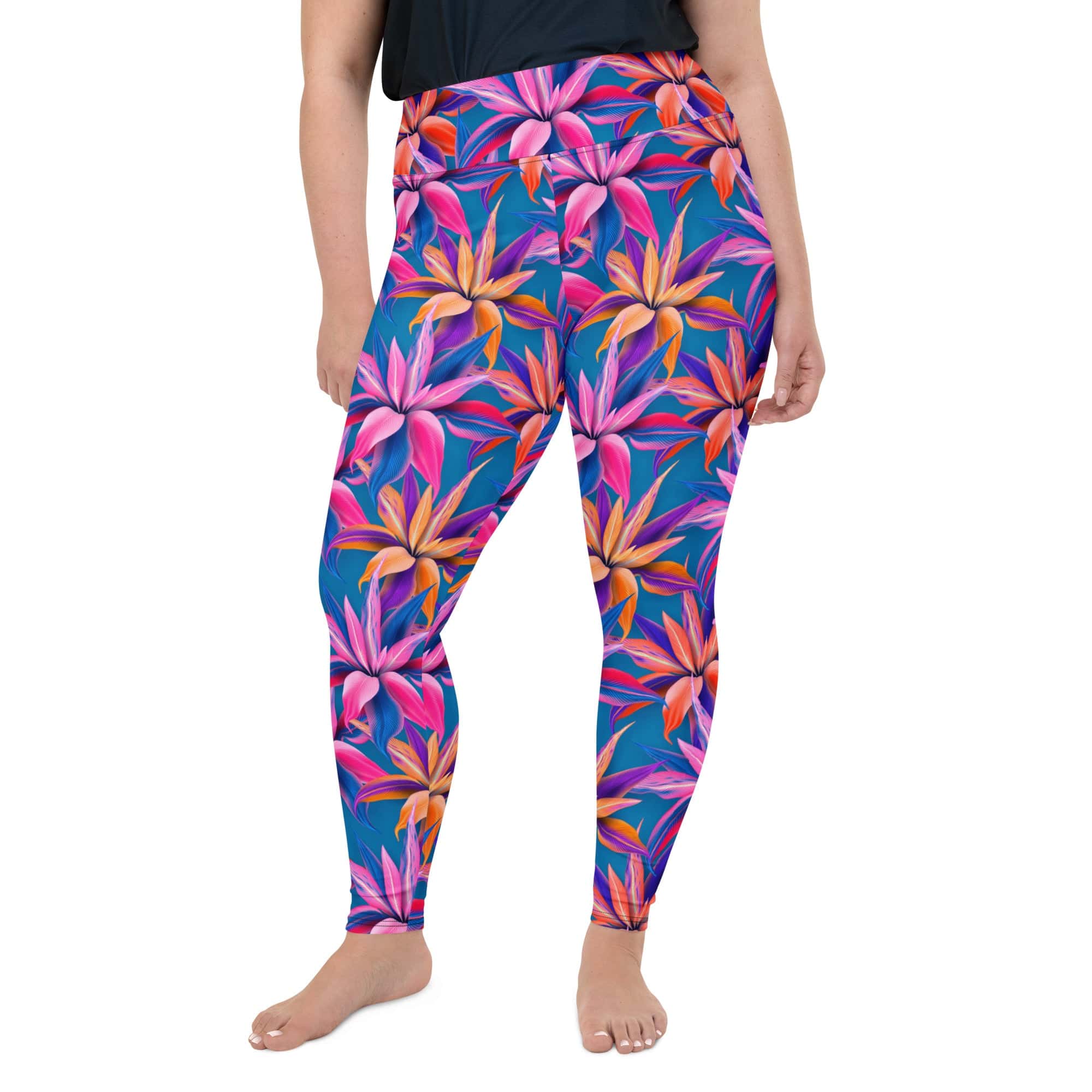 Neon Flower Rush Plus Size Leggings