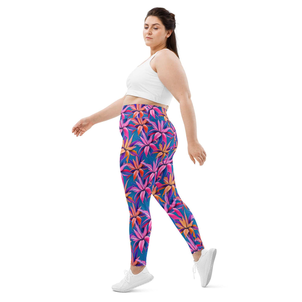 Neon Flower Rush Plus Size Leggings