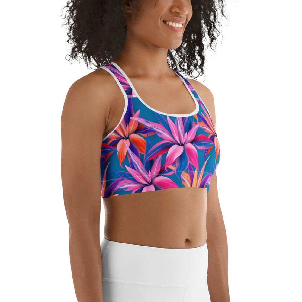 Neon Flower Rush Sports Bra