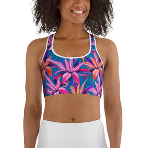 Neon Flower Rush Sports Bra