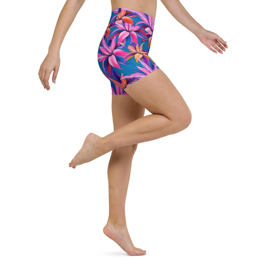 Neon Flower Rush Yoga Shorts