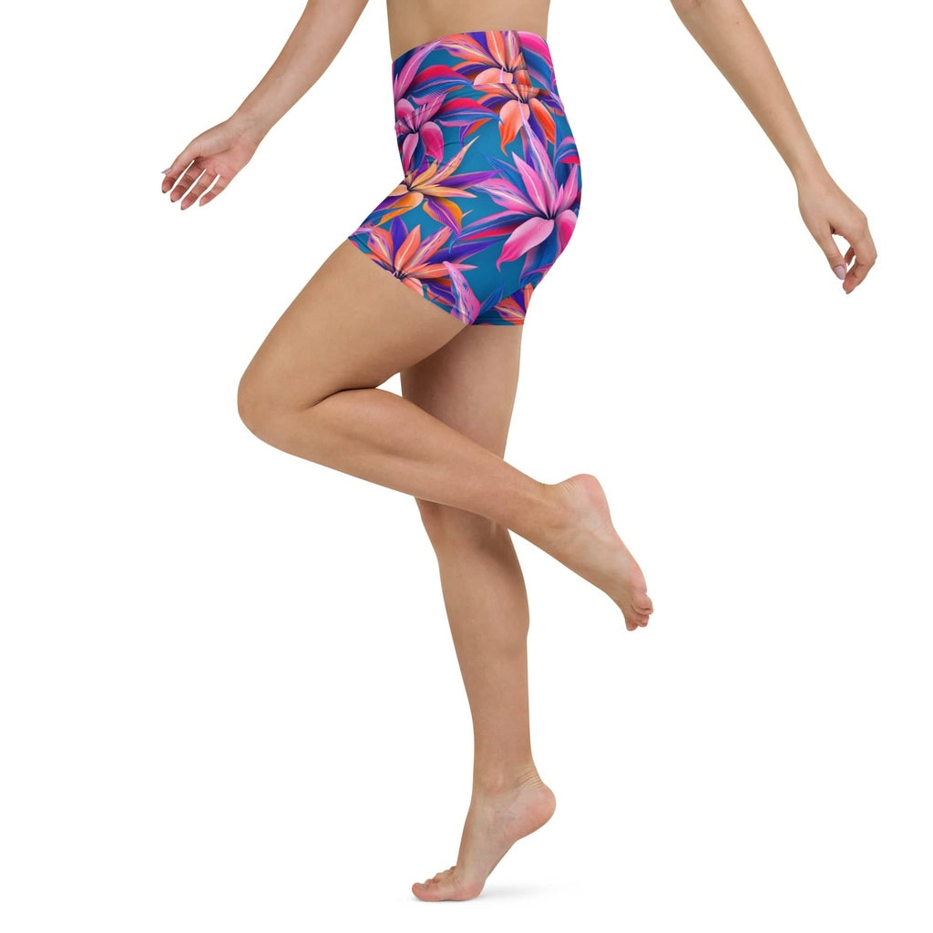 Neon Flower Rush Yoga Shorts