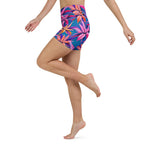 Neon Flower Rush Yoga Shorts