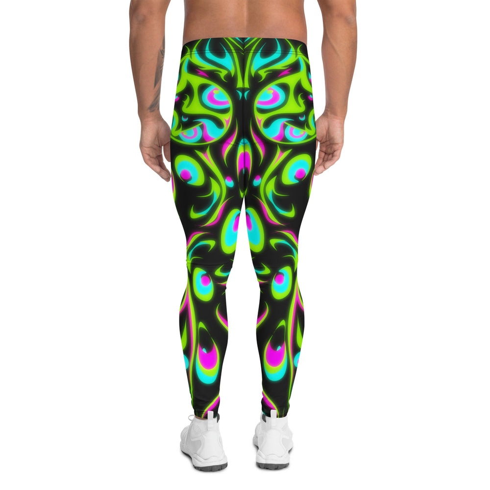 Neon Butterfly Print Men's Leggings