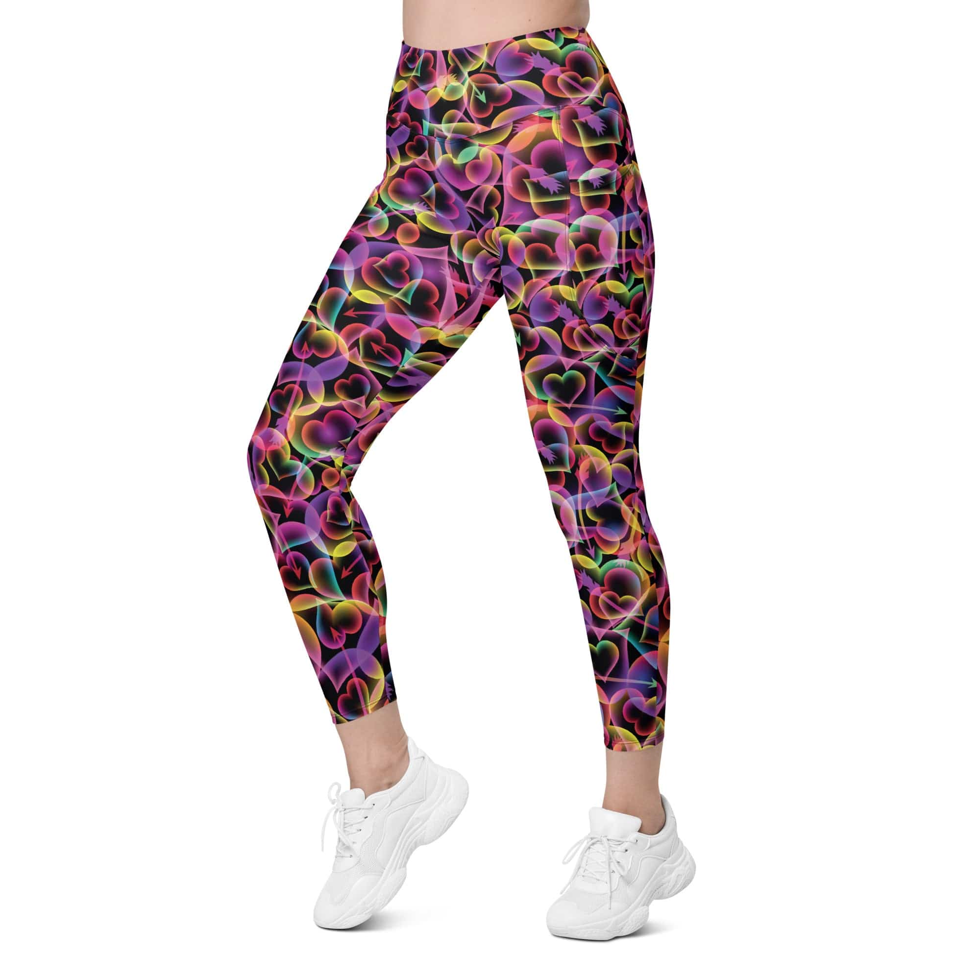 Neon Heart Leggings With Pockets