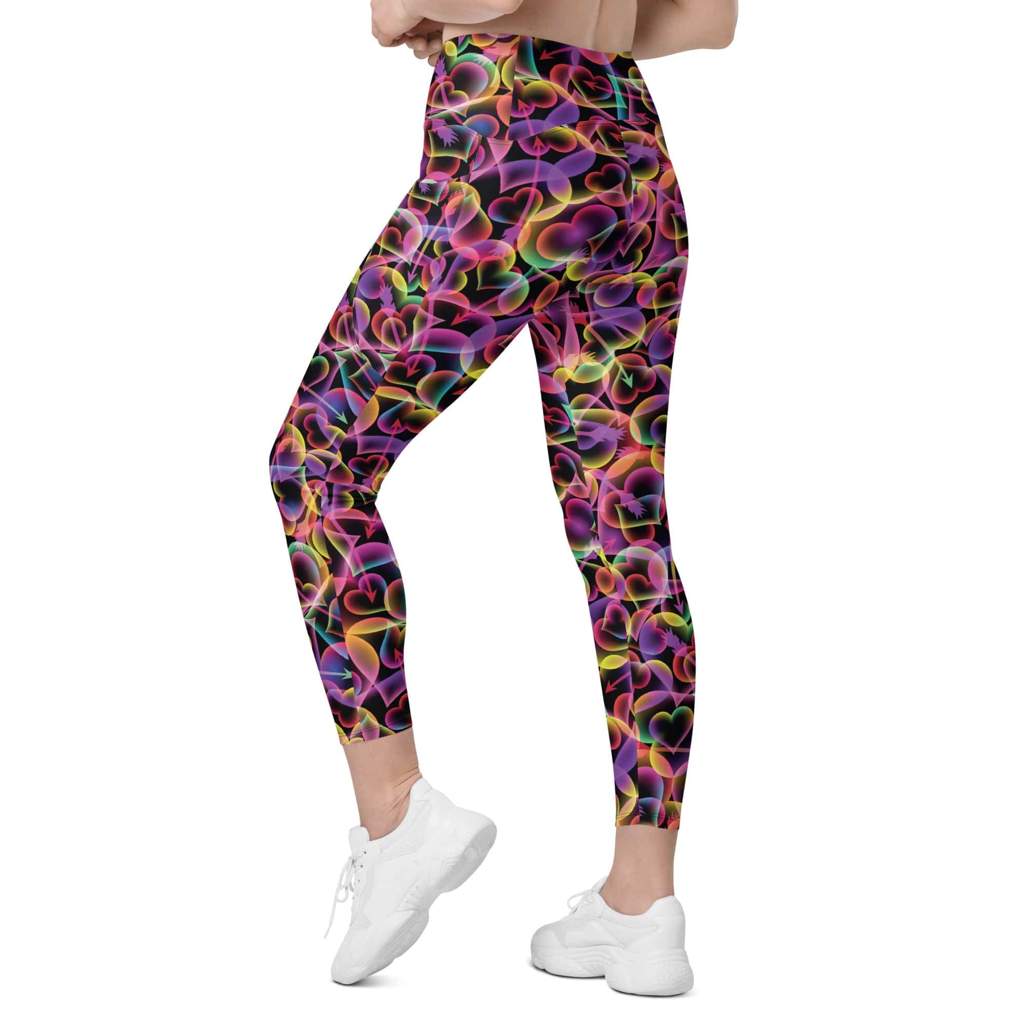 Neon Heart Leggings With Pockets