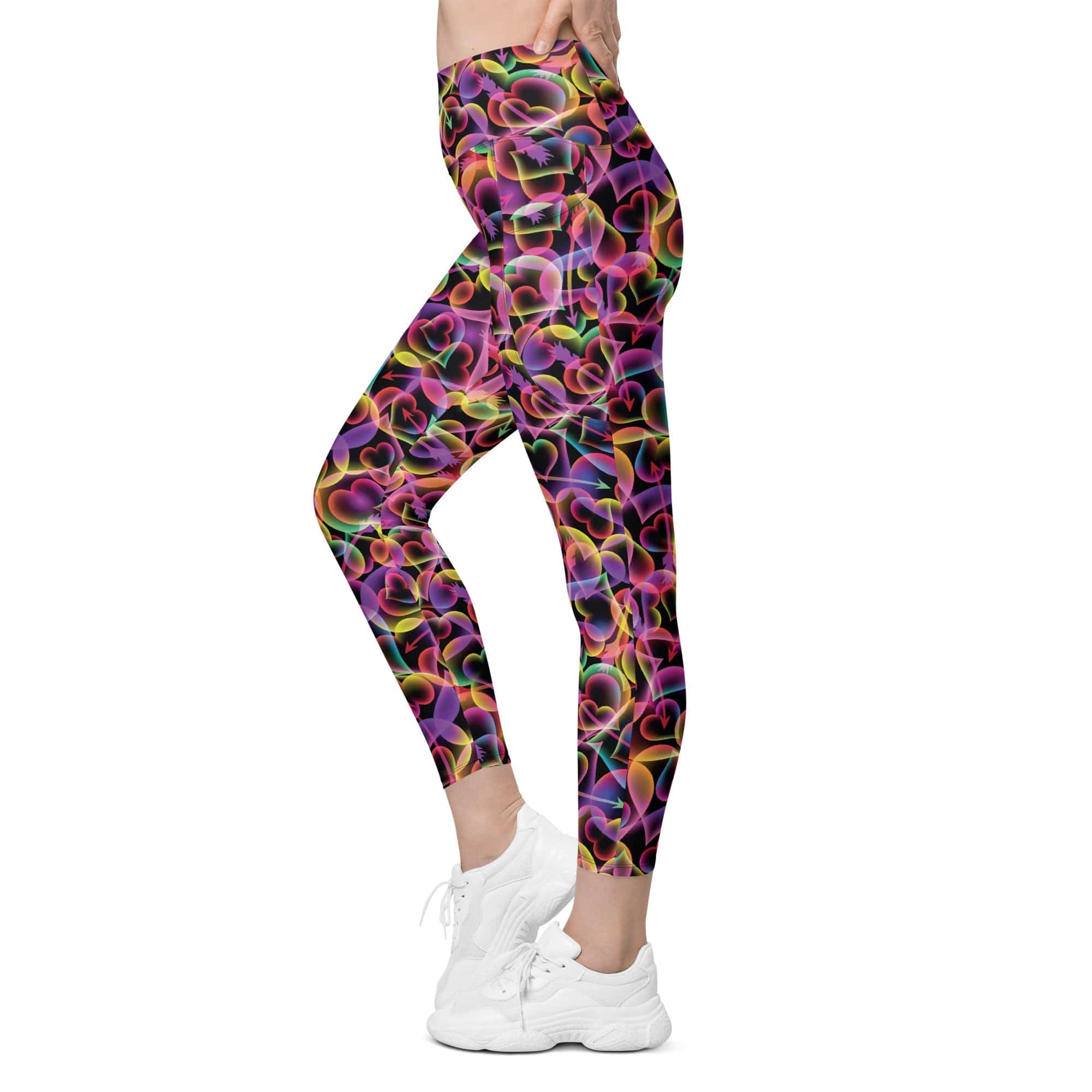 Neon Heart Leggings With Pockets