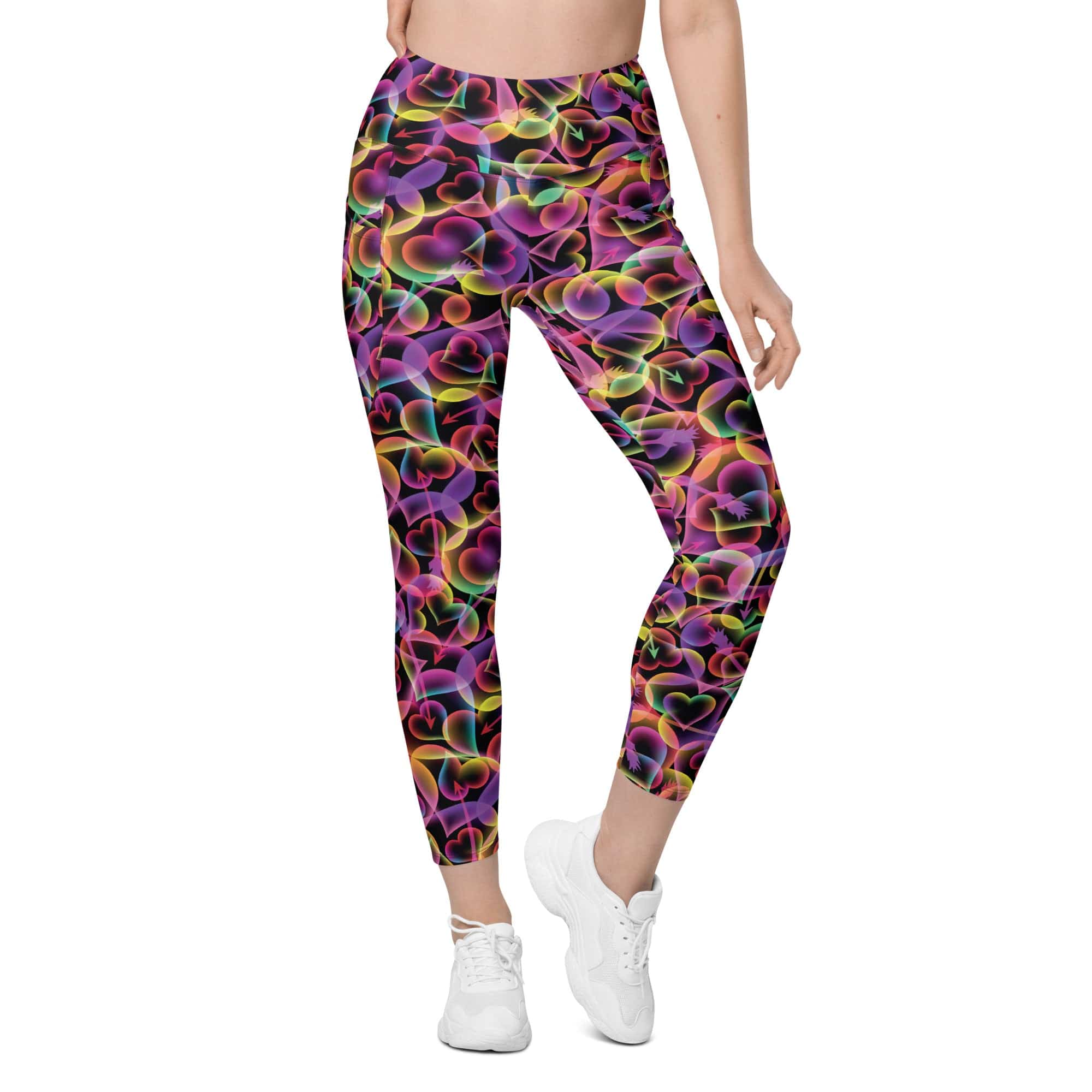 Neon Heart Leggings With Pockets