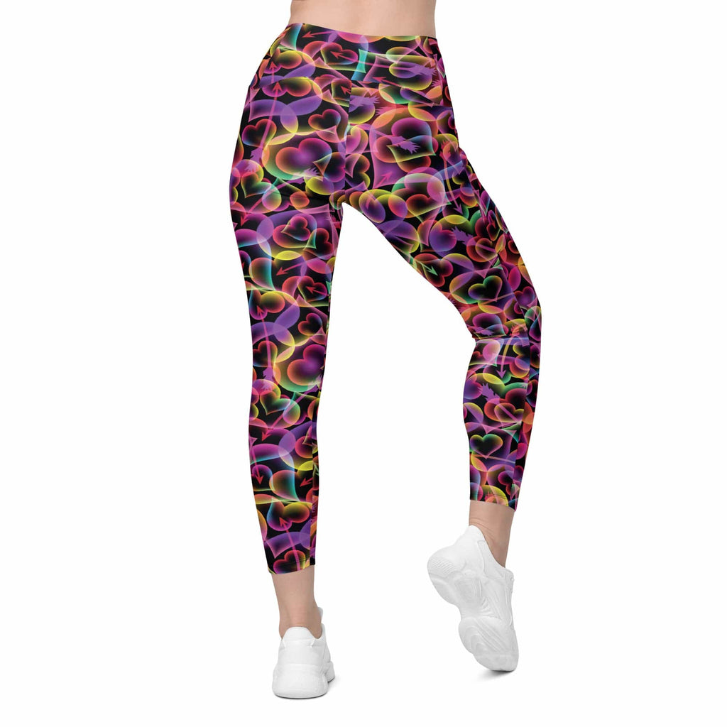 Neon Heart Leggings With Pockets