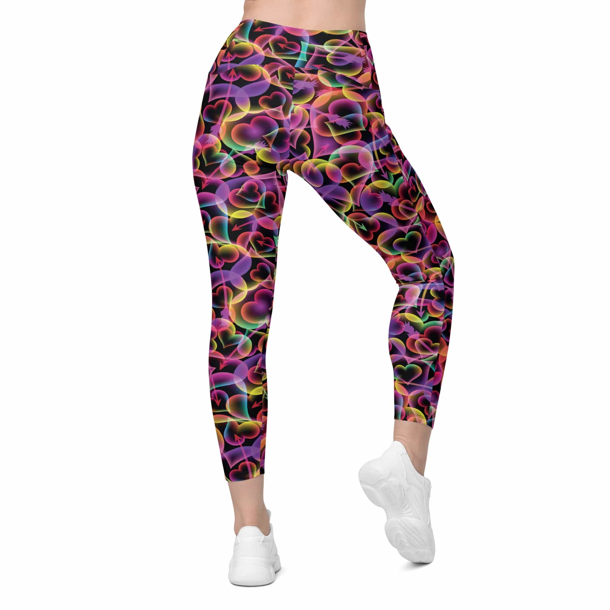 Neon Heart Leggings With Pockets