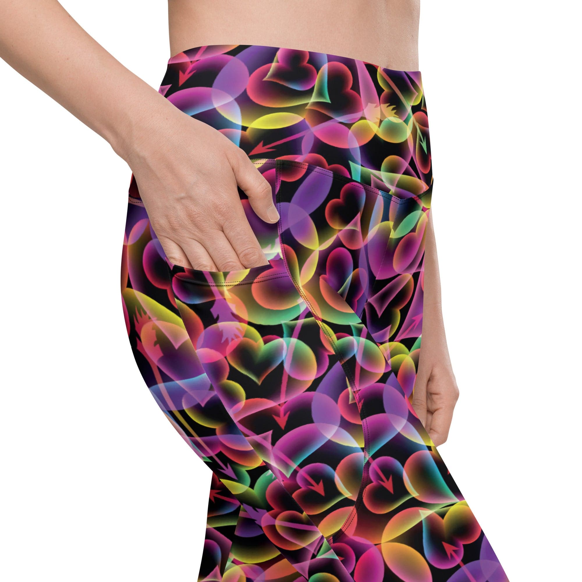 Neon Heart Leggings With Pockets