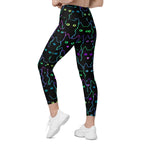 Neon Kitties Crossover Leggings With Pockets