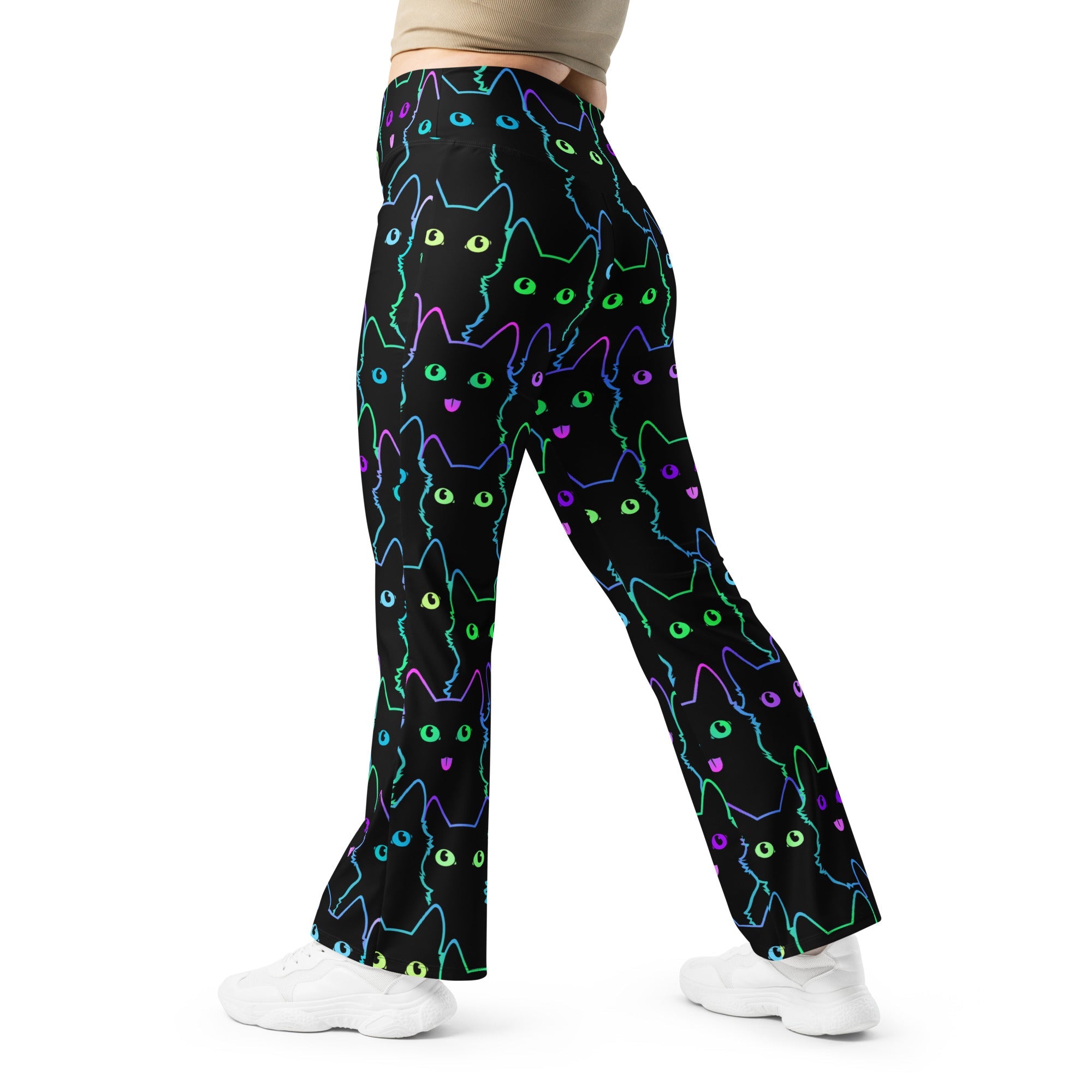 Neon Kitties Flare Leggings