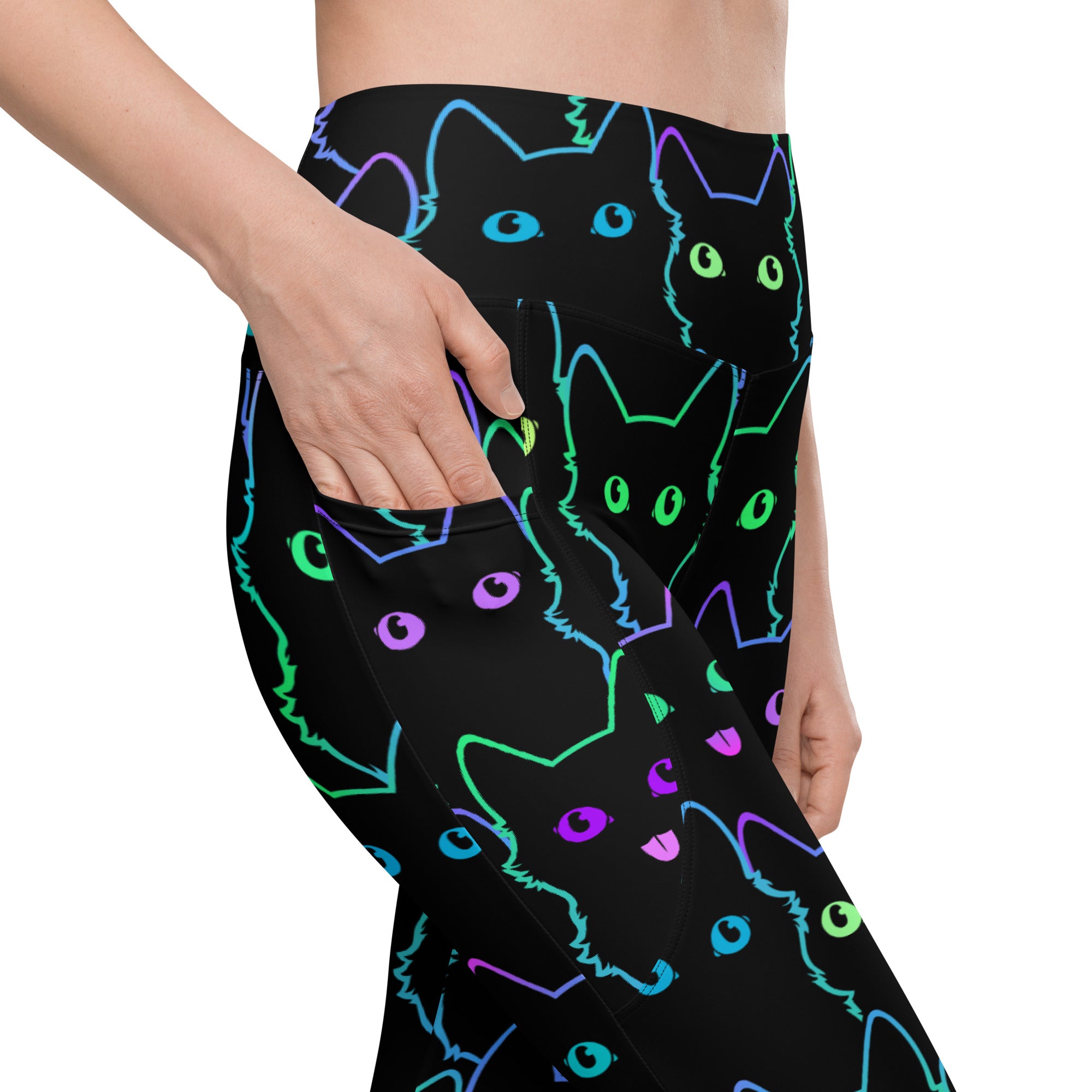 Neon Kitties Leggings With Pockets