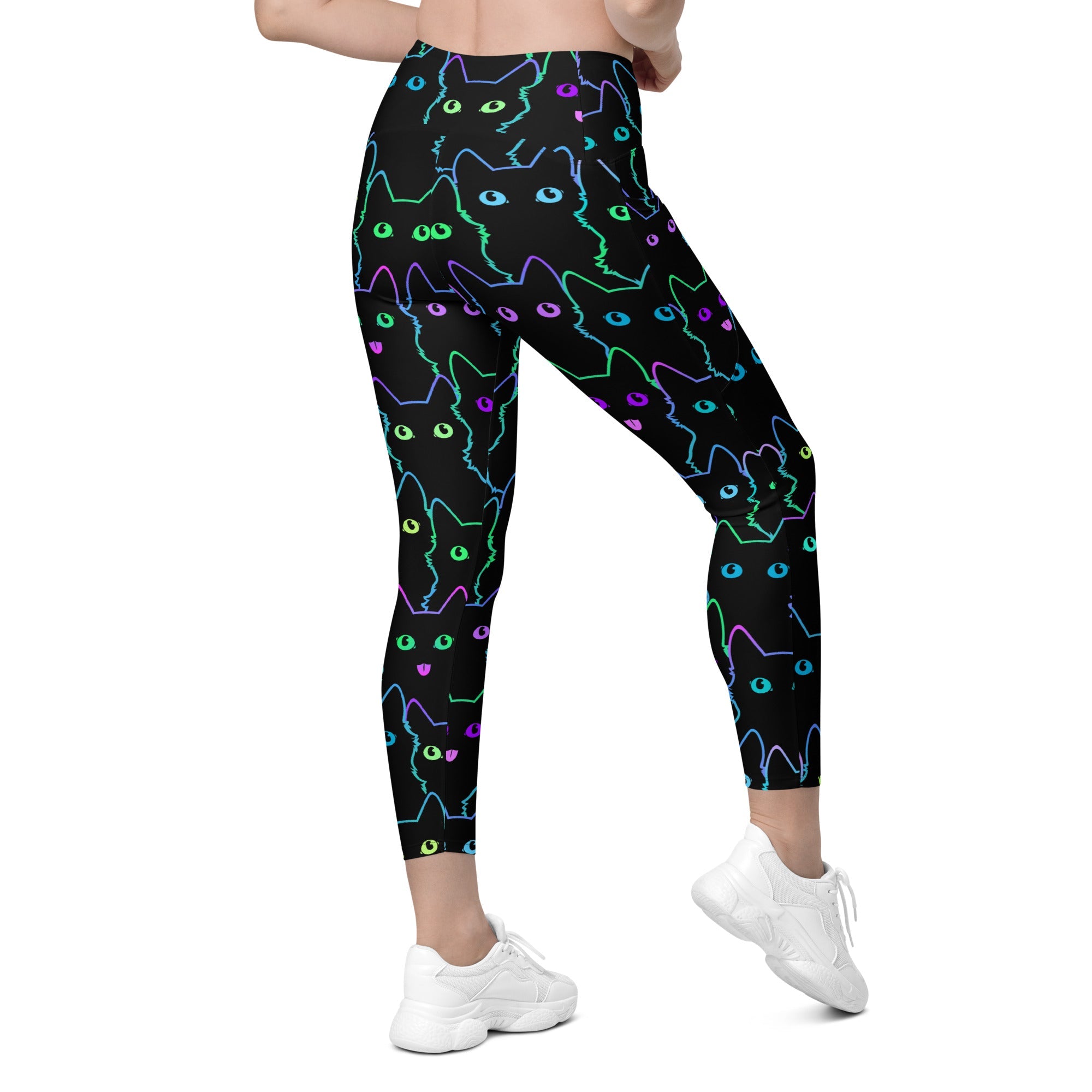 Neon Kitties Leggings With Pockets