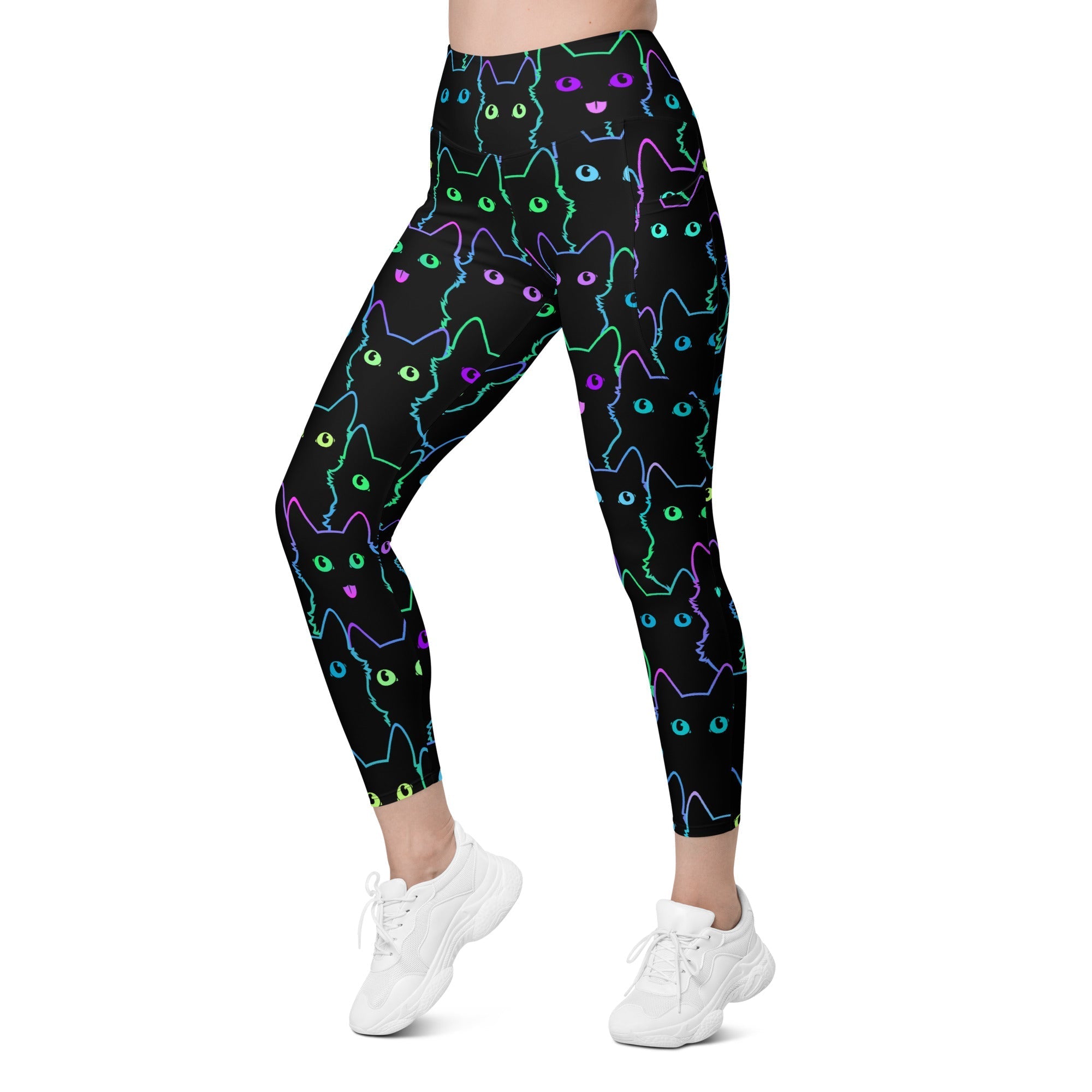 Neon Kitties Leggings With Pockets