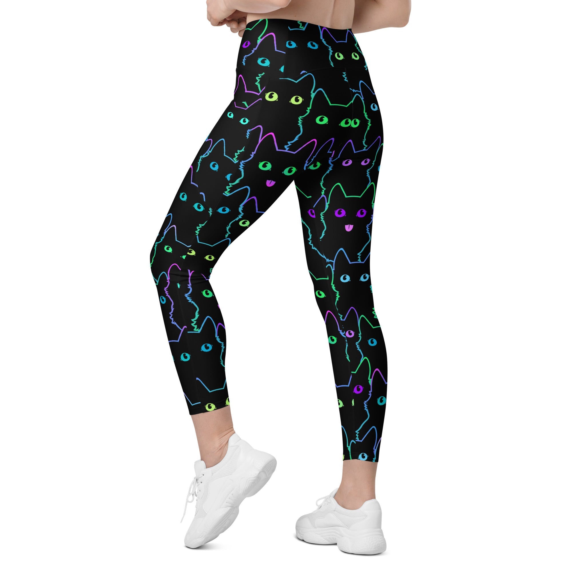 Neon Kitties Leggings With Pockets