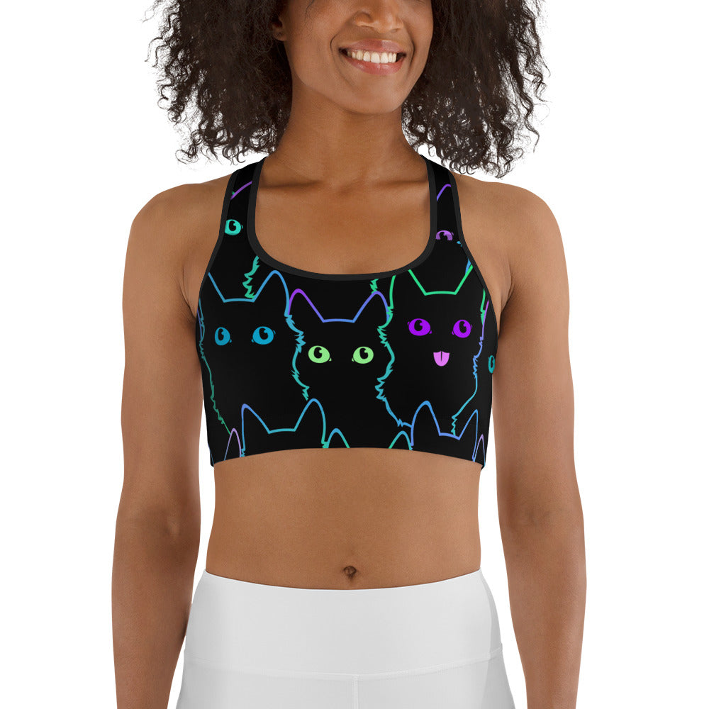 Neon Kitties Sports Bra