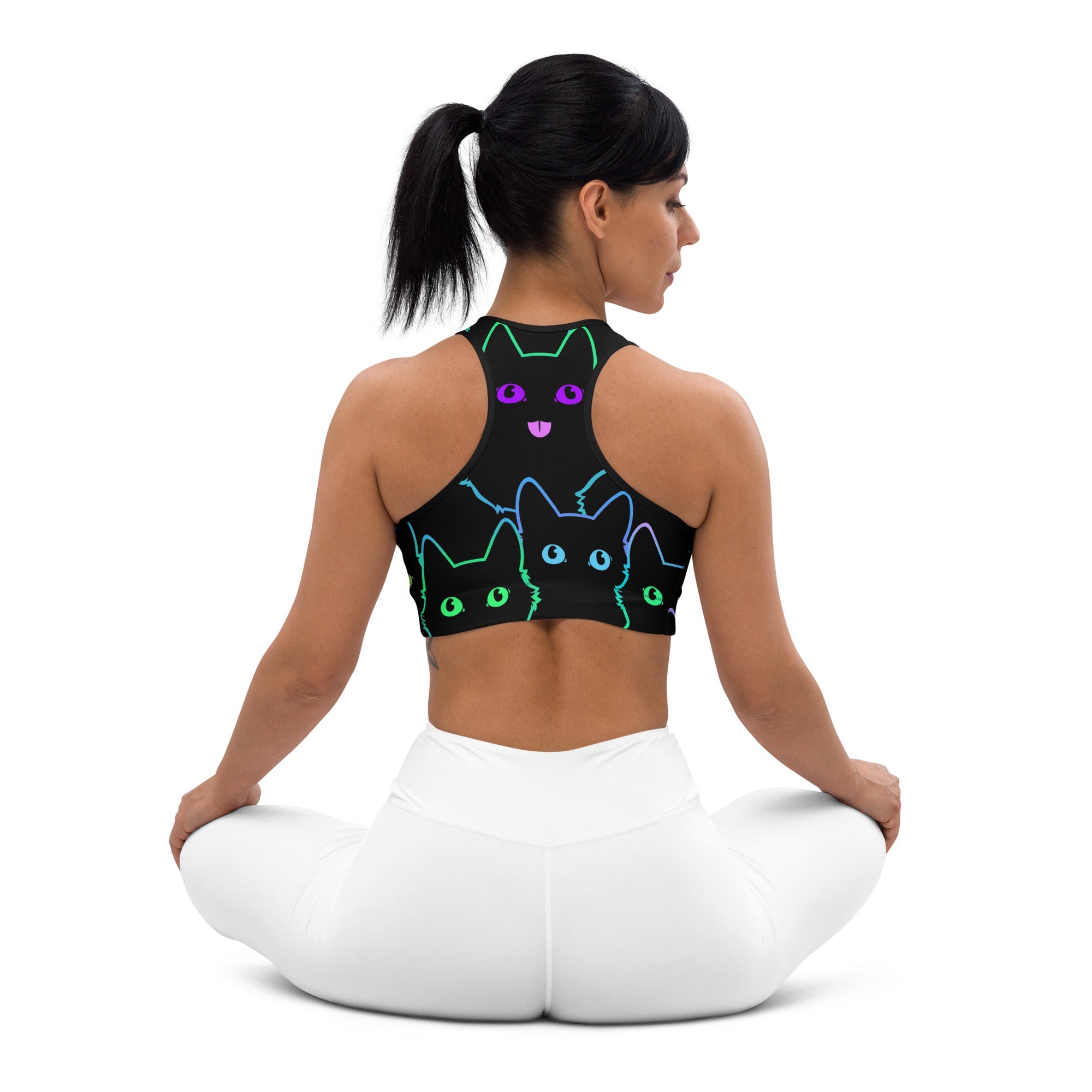 Neon Kitties Sports Bra