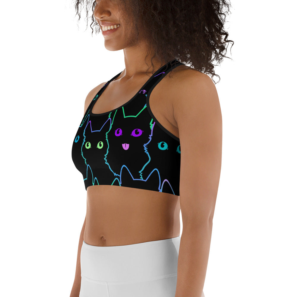 Neon Kitties Sports Bra