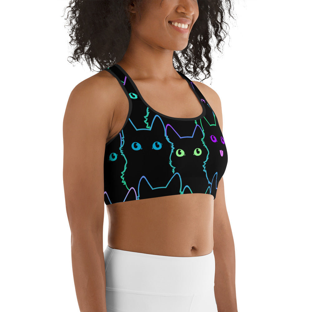 Neon Kitties Sports Bra