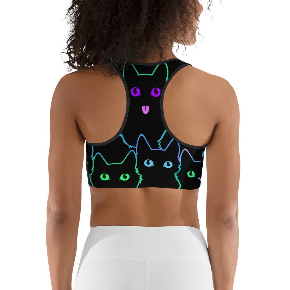 Neon Kitties Sports Bra