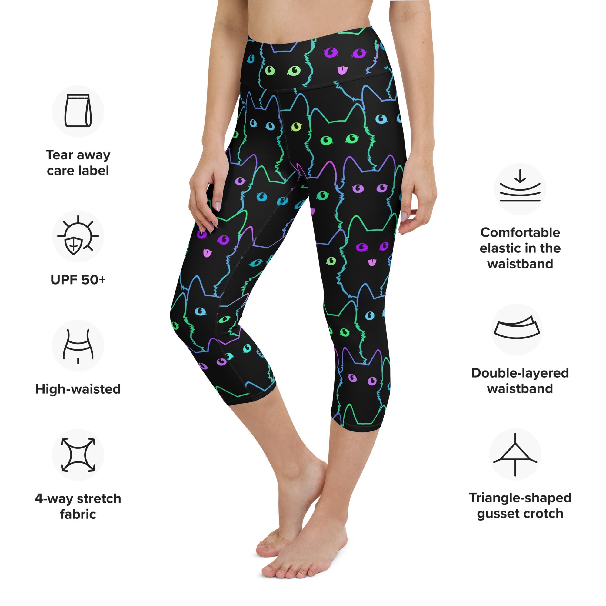 Neon Kitties Yoga Capris