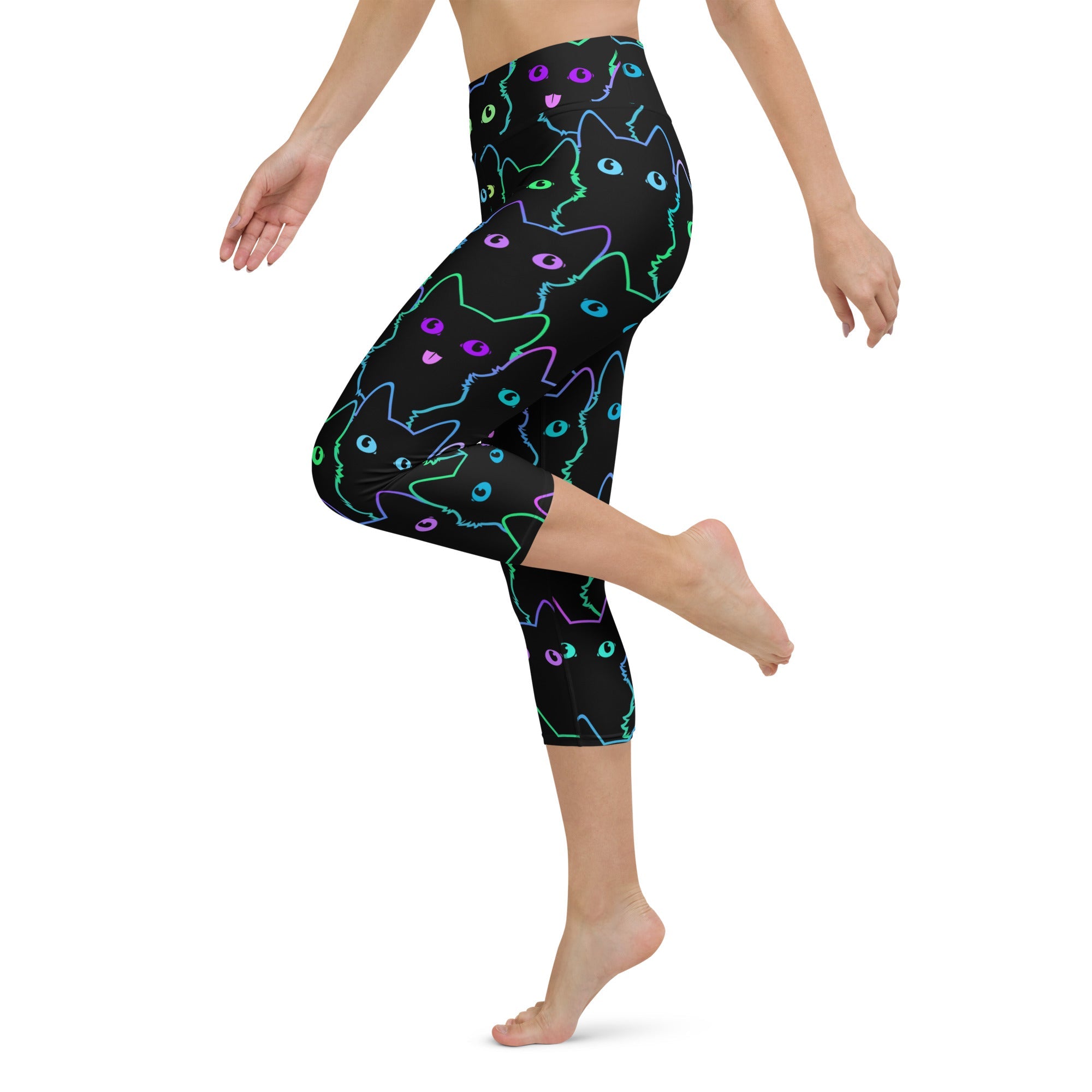 Neon Kitties Yoga Capris