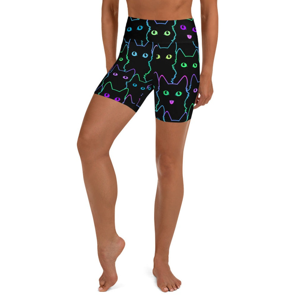 Neon Kitties Yoga Shorts