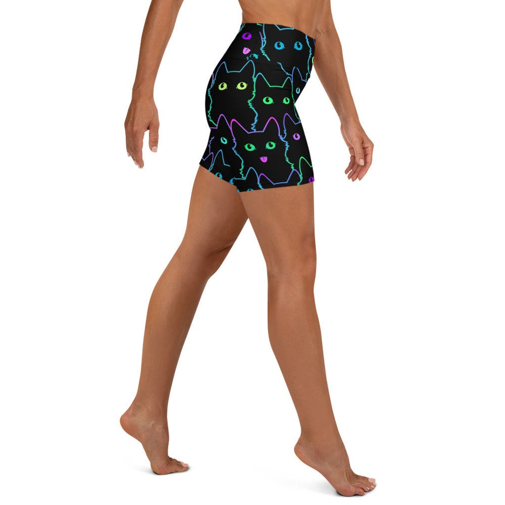 Neon Kitties Yoga Shorts
