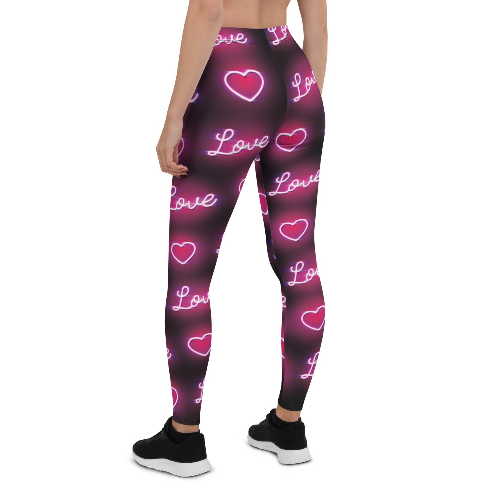 Neon Love and Heart Pattern Leggings | FIERCEPULSE