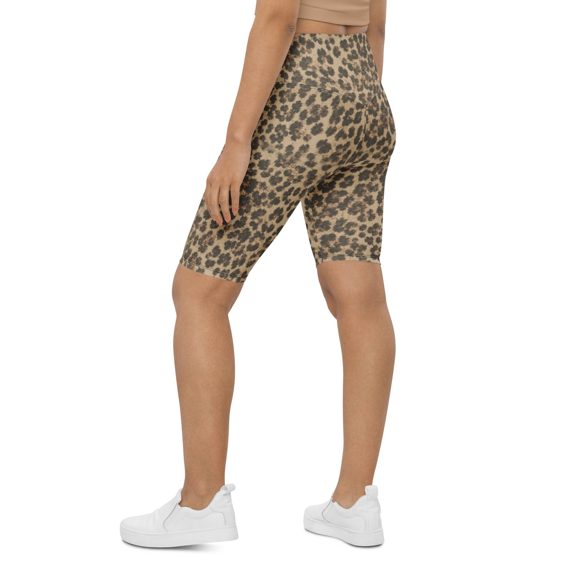 Neutral Leopard Biker Shorts