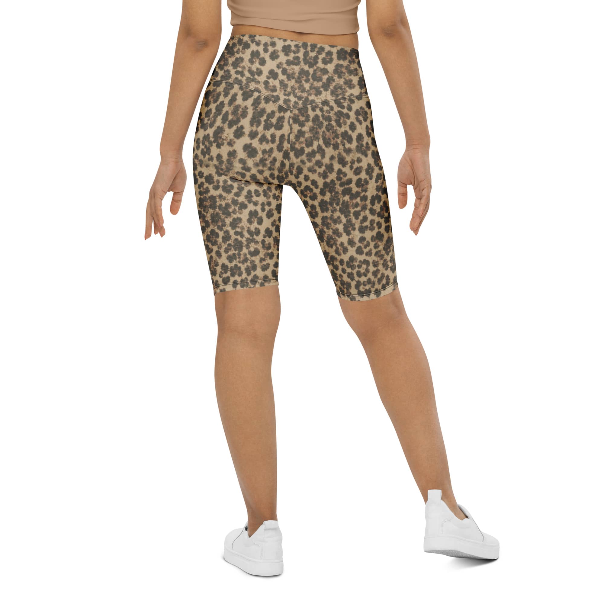 Neutral Leopard Biker Shorts